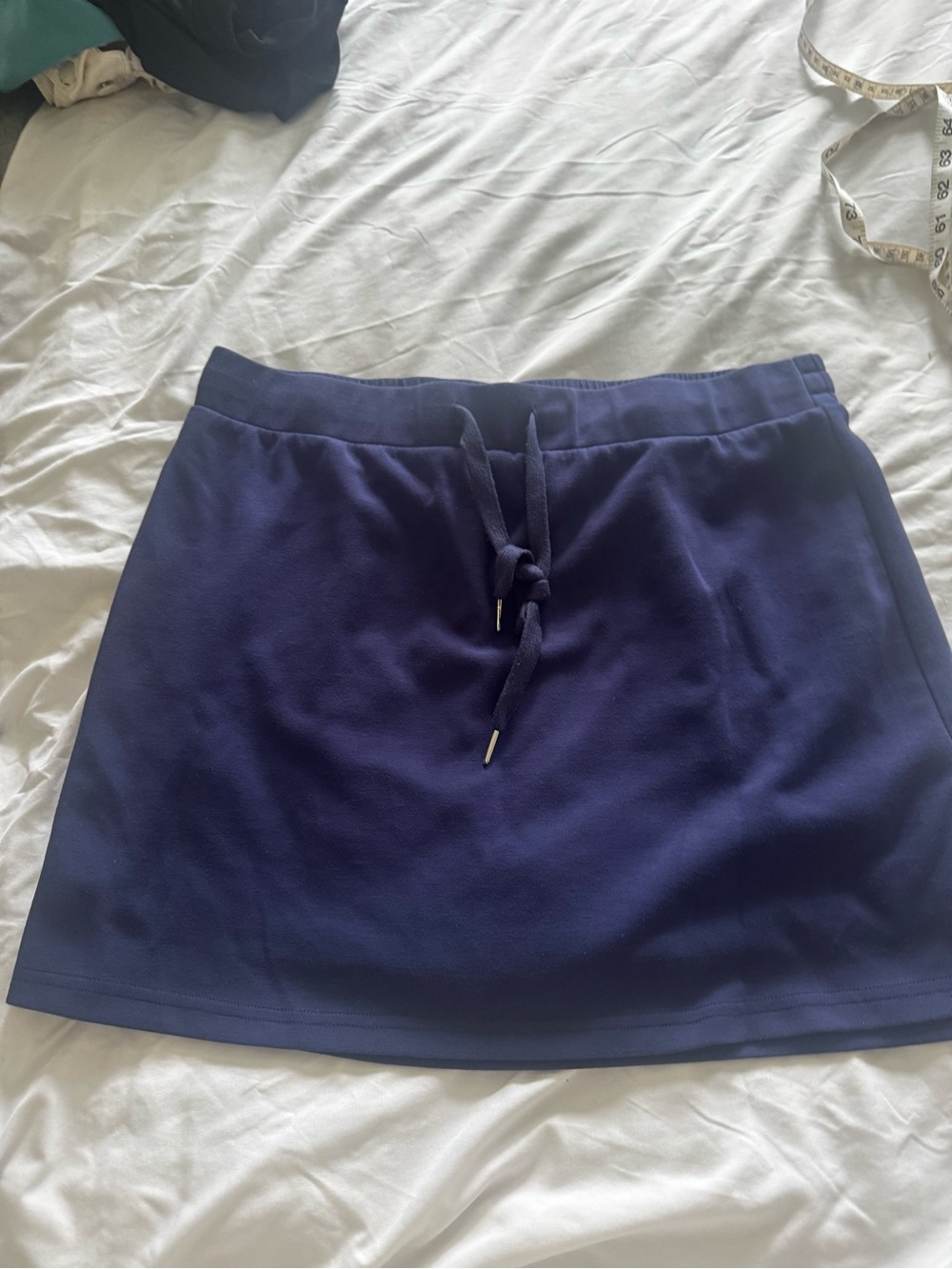 Navy Drawstring Casual Skirt